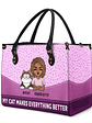 Cats Make Everything Better - Birthday, Loving Gift For Cat Moms, Cat Lovers - Personalized Leather Bag - Vorschaubild 2