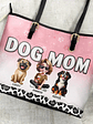 Leopard Dog Mom - Personalized Leather Tote Bag - Vorschaubild 4