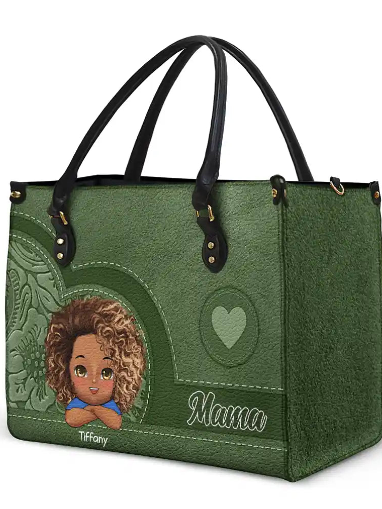 Grandma Mom Aesthetic Pattern - Personalized Leather Bag 2