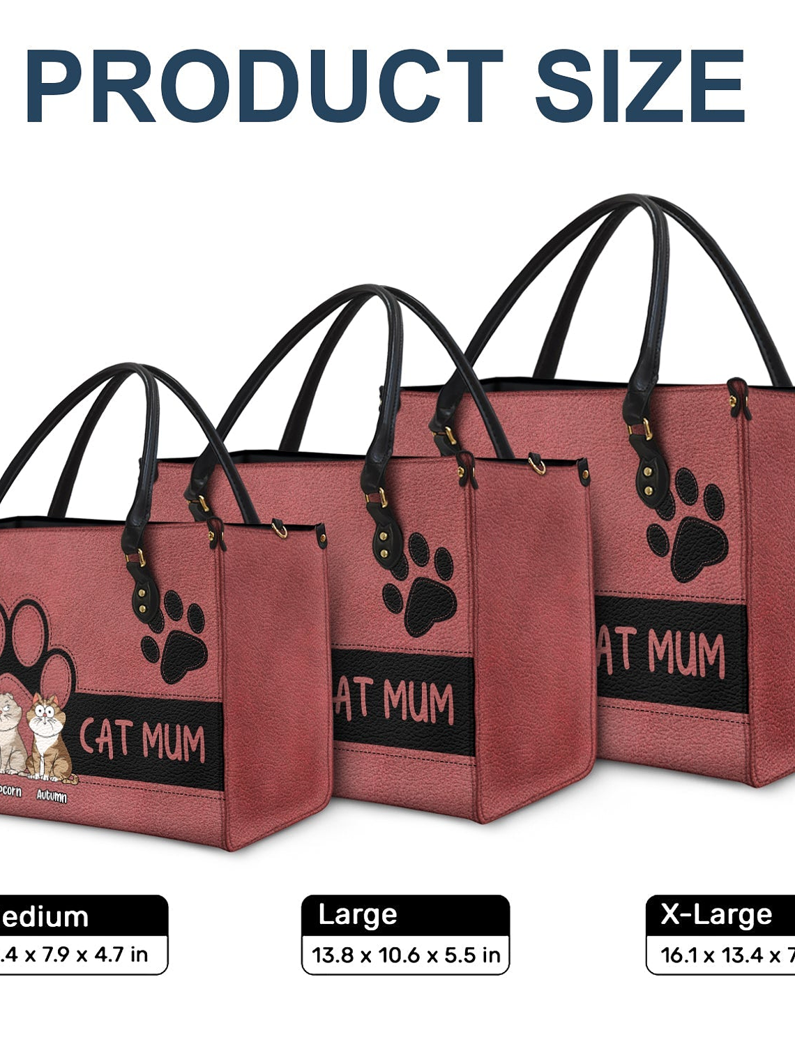 Cat Mom Funny Cartoon Style - Gift For Cat Lovers - Personalized Leather Bag 5