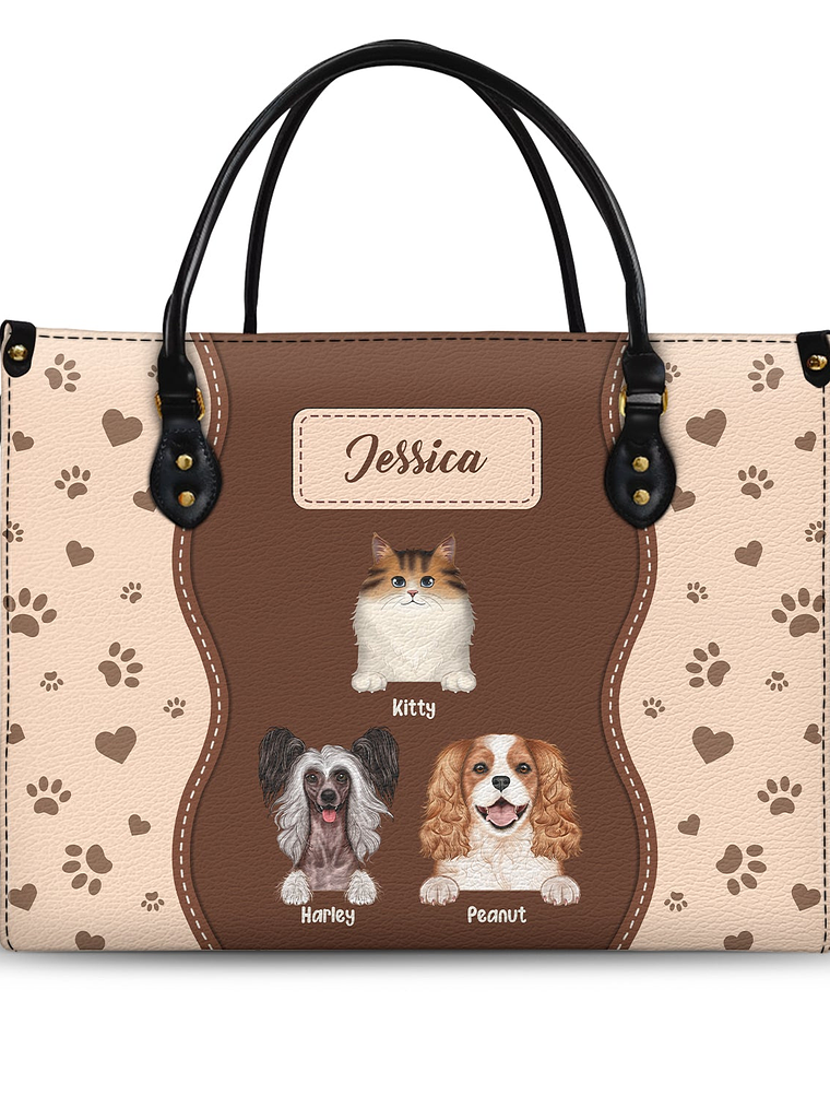 Fur Mom With Love - Gift For Pet Lovers, Pet Mom - Personalized Leather Bag 1