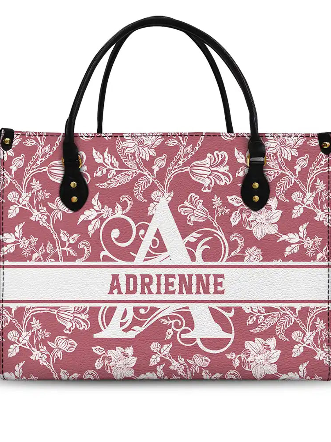 Monogram Style Floral Pattern - Personalized Leather Bag 1