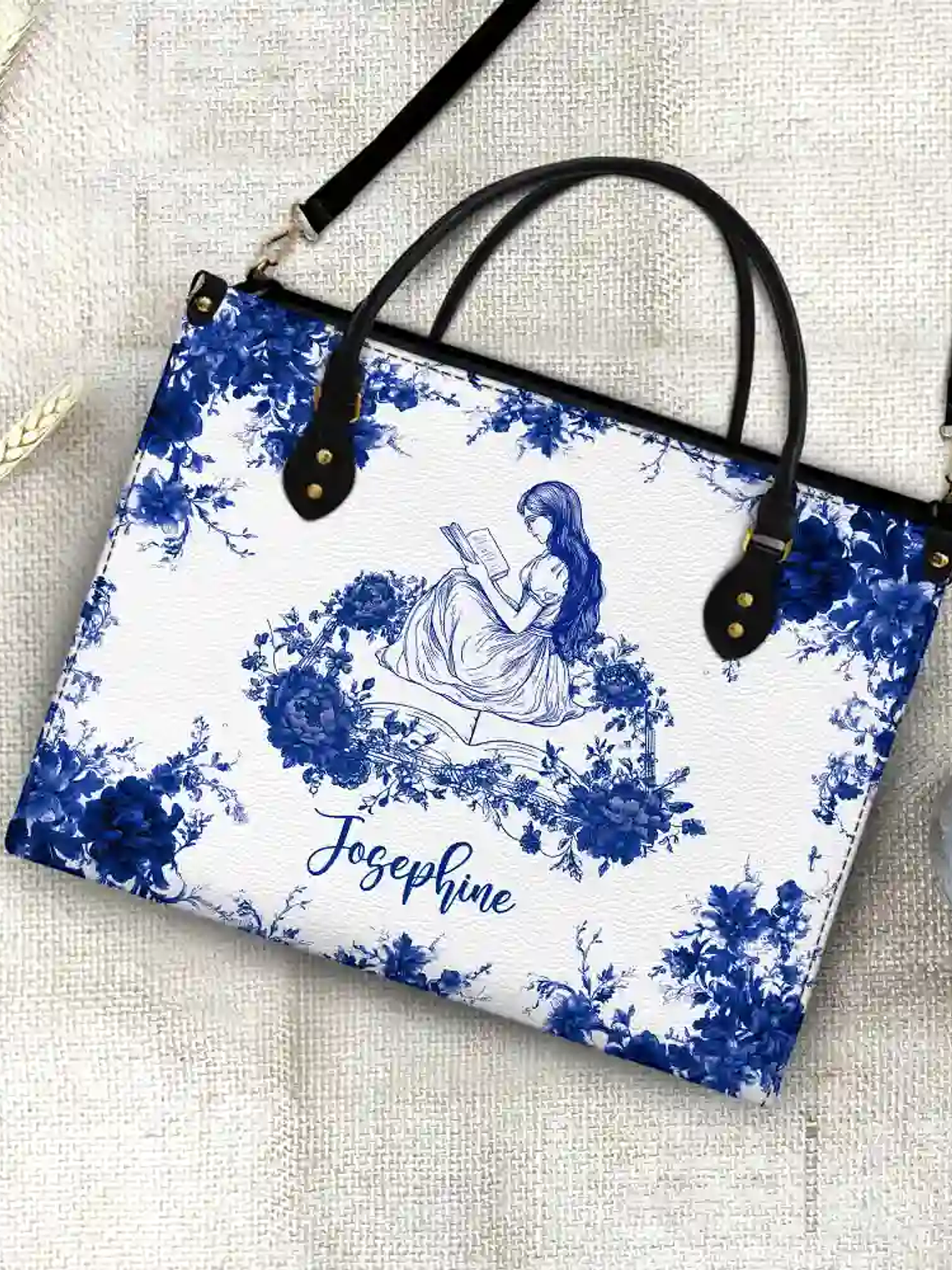 A Chapter Of Chinoiserie Toile - Personalized Leather Bag 4