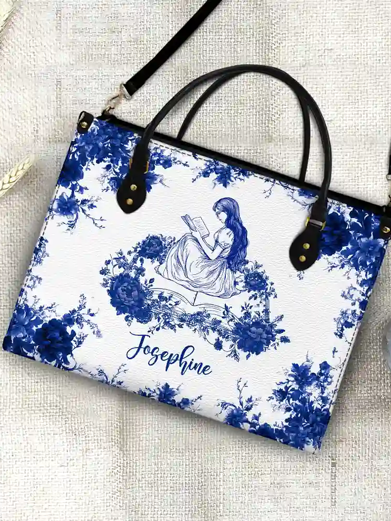 A Chapter Of Chinoiserie Toile - Personalized Leather Bag 4