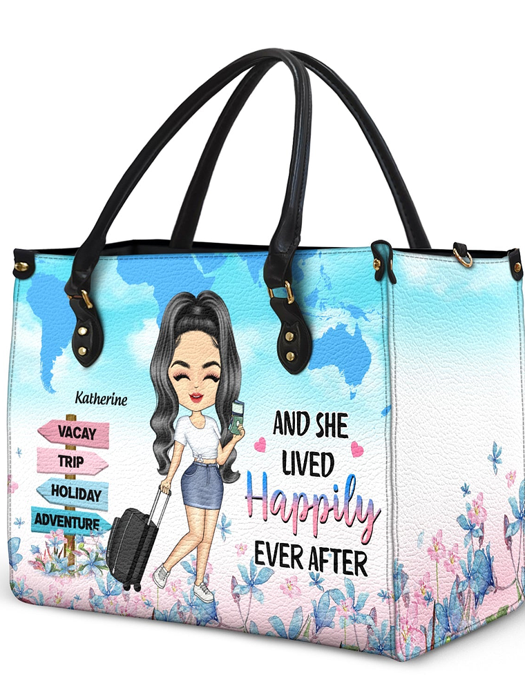Just A Girl Who Loves Traveling - Gift For Travel Lovers - Personalized Leather Bag 2
