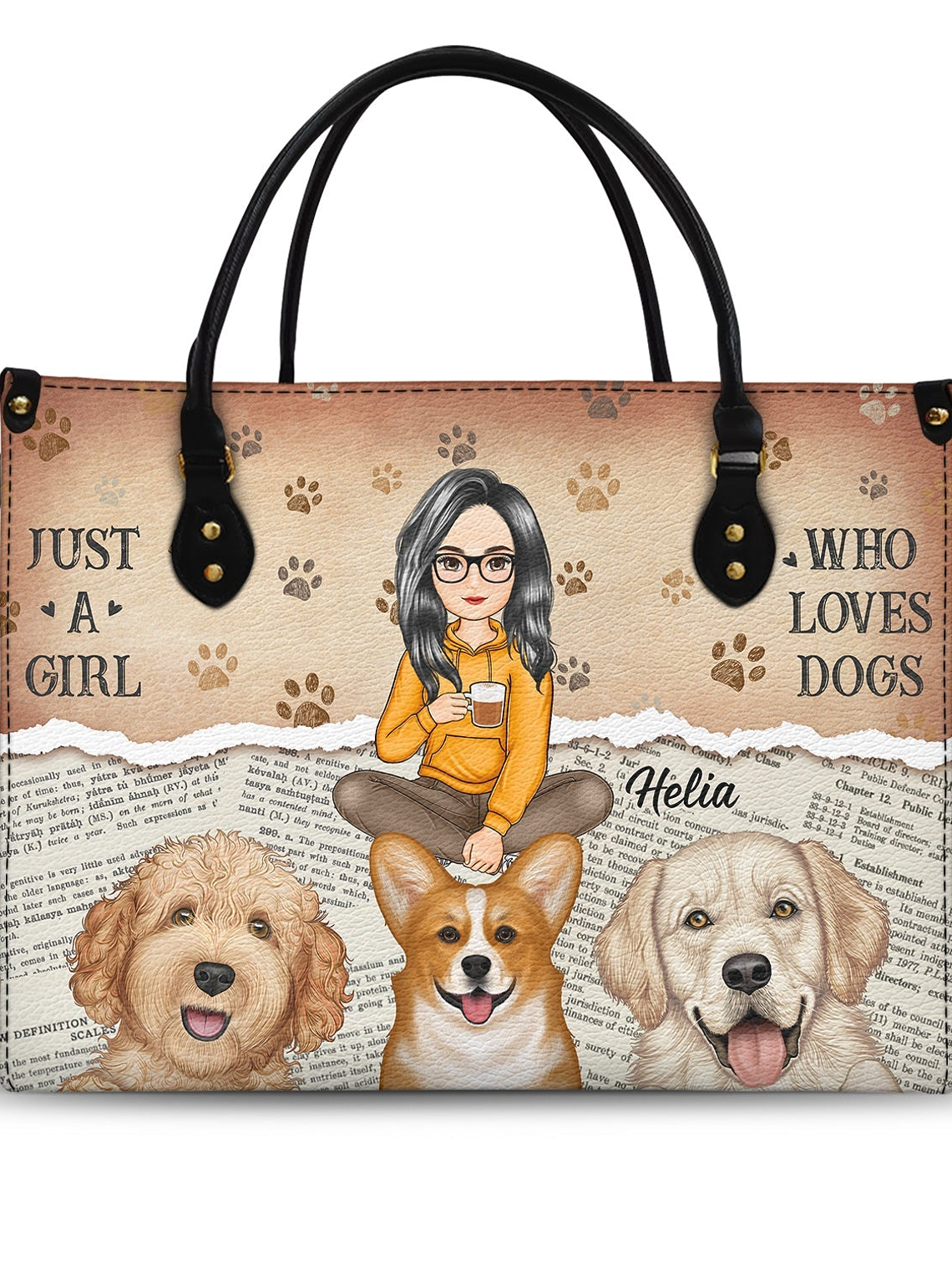 Just A Girl Who Loves Dogs - Gift For Dog Moms, Dog Lovers - Personalized Leather Bag 1