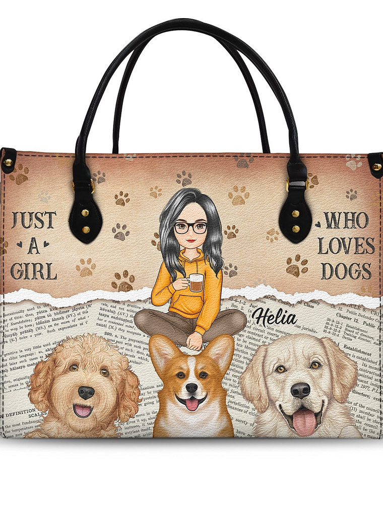 Just A Girl Who Loves Dogs - Gift For Dog Moms, Dog Lovers - Personalized Leather Bag 1