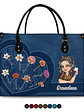 Grandma Birth Month Flowers Kids - Personalized Leather Bag - Vorschaubild 1