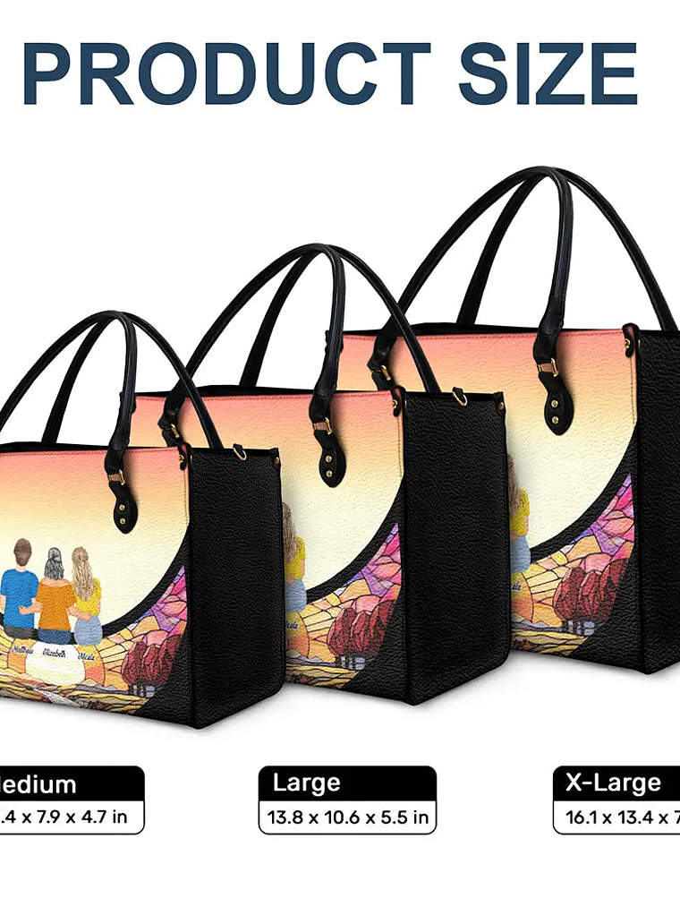 Grandma And Grandkids On The Moon - Personalized Leather Bag 6