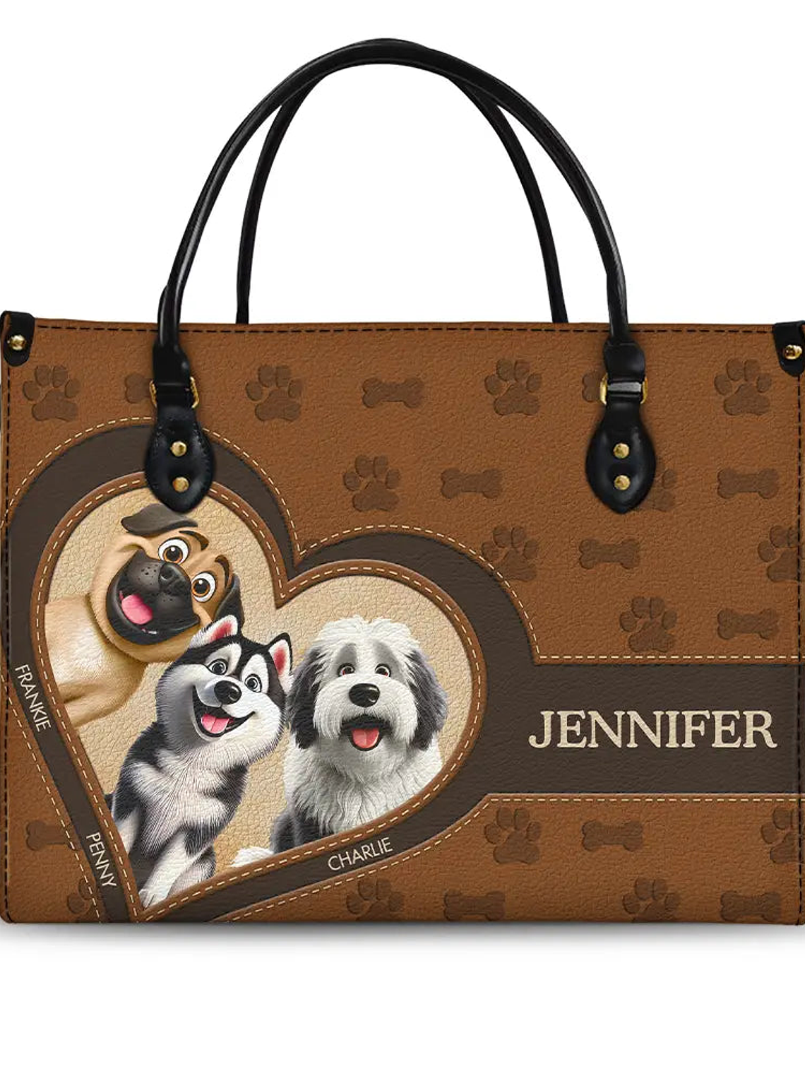 Dog Mom 3D Cute Effect Dog - Personalized Leather Bag 1