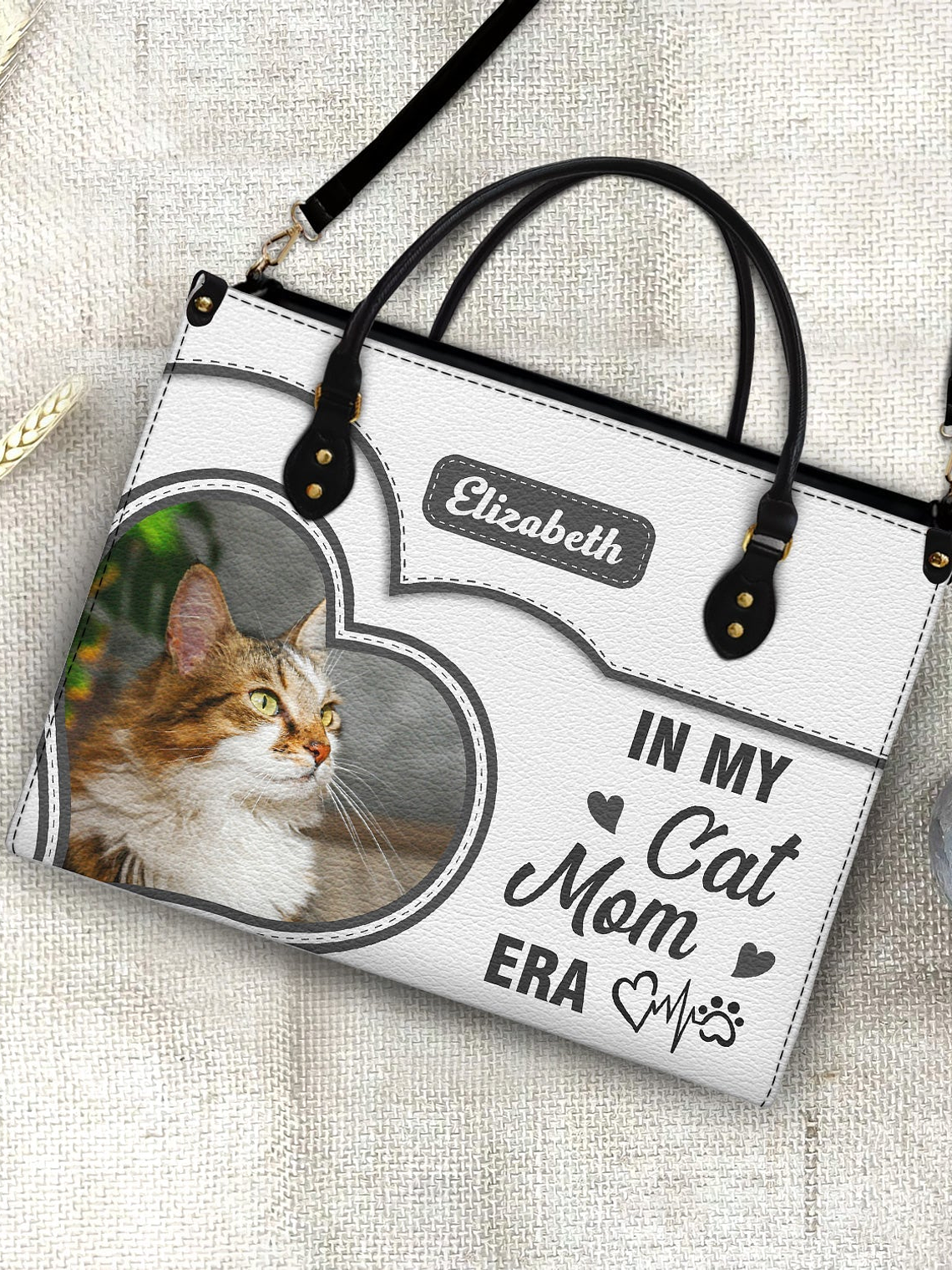Custom Photo In My Dog Cat Mom Era - Gift For Dog Mom, Cat Mom - Personalized Leather Bag 4