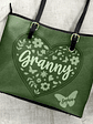 Grandma Leather Floral - Personalized Leather Tote Bag - Vorschaubild 4