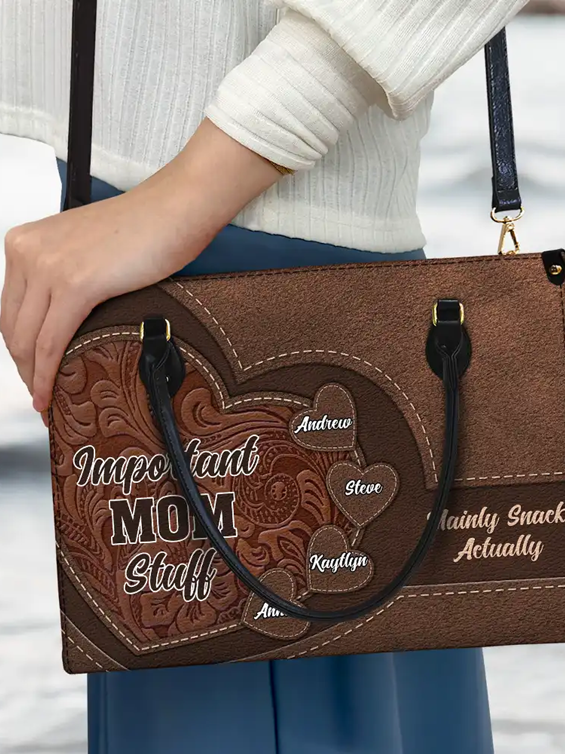 Important Nana Stuff - Personalized Leather Bag 3