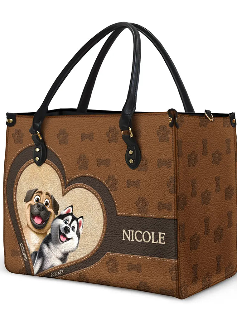 Dog Mom 3D Cute Effect Dog - Personalized Leather Bag 2