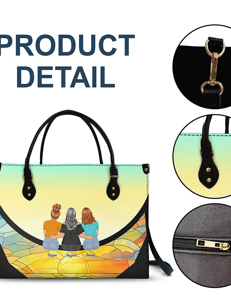 Grandma And Grandkids On The Moon - Personalized Leather Bag 7