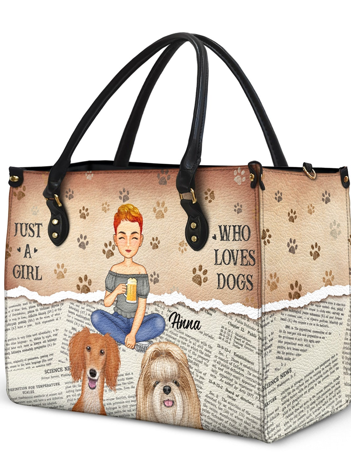 Just A Girl Who Loves Dogs - Gift For Dog Moms, Dog Lovers - Personalized Leather Bag 2