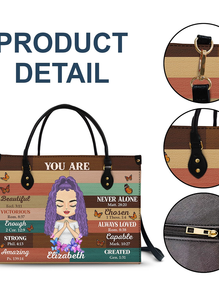 Custom Photo You Are Beautiful Strong - Gift for Yourself, Gift For Women - Personalized Leather Bag 7