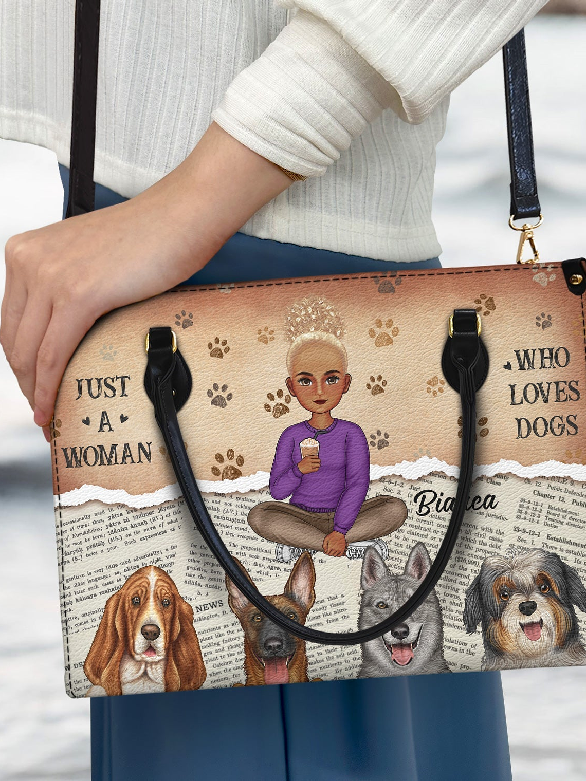 Just A Girl Who Loves Dogs - Gift For Dog Moms, Dog Lovers - Personalized Leather Bag 3