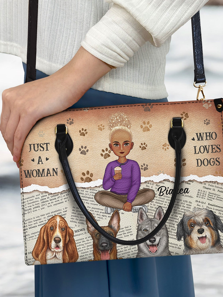 Just A Girl Who Loves Dogs - Gift For Dog Moms, Dog Lovers - Personalized Leather Bag 3