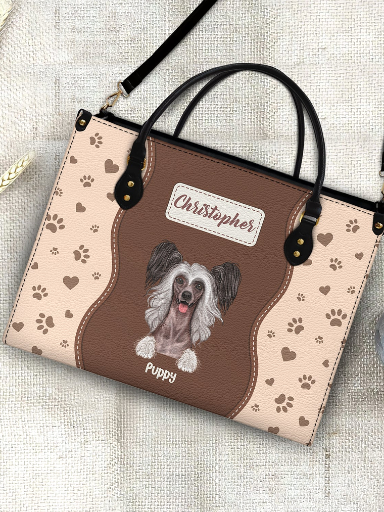 Fur Mom With Love - Gift For Pet Lovers, Pet Mom - Personalized Leather Bag 4