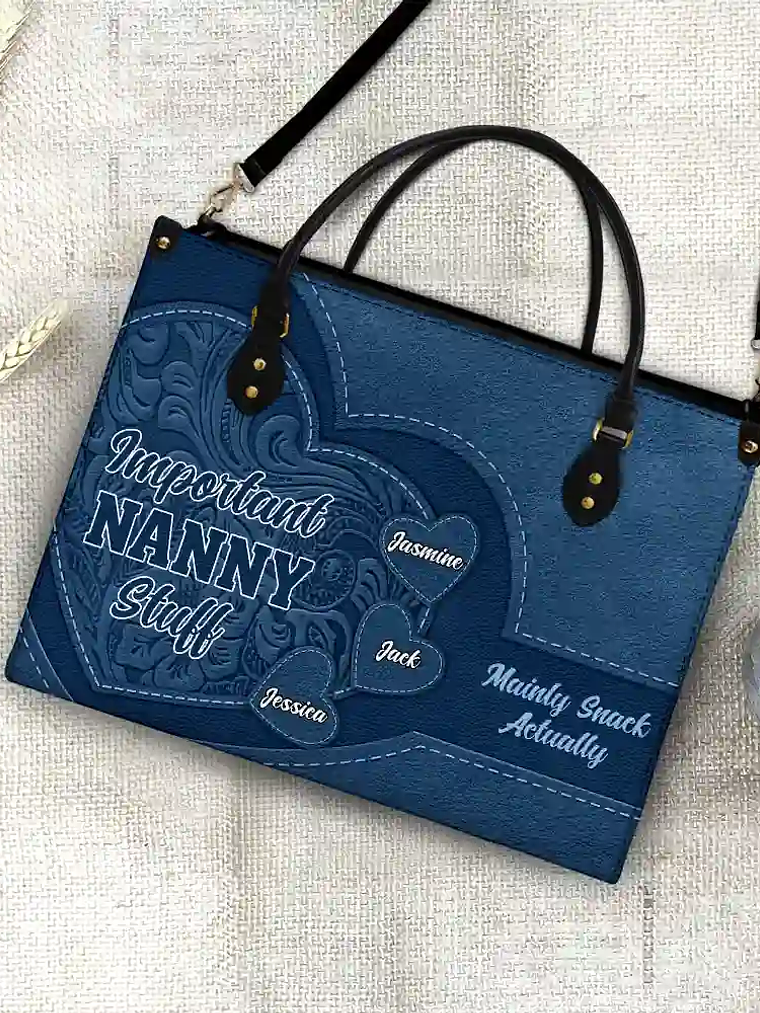 Important Nana Stuff - Personalized Leather Bag 4