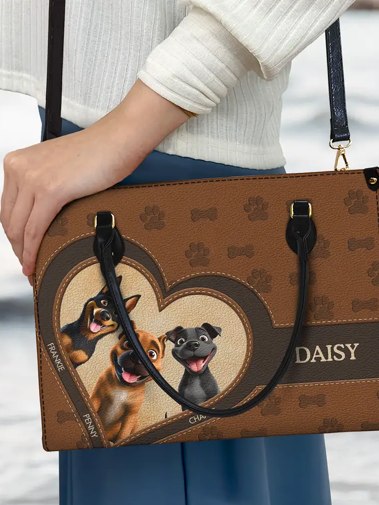 Dog Mom 3D Cute Effect Dog - Personalized Leather Bag 3