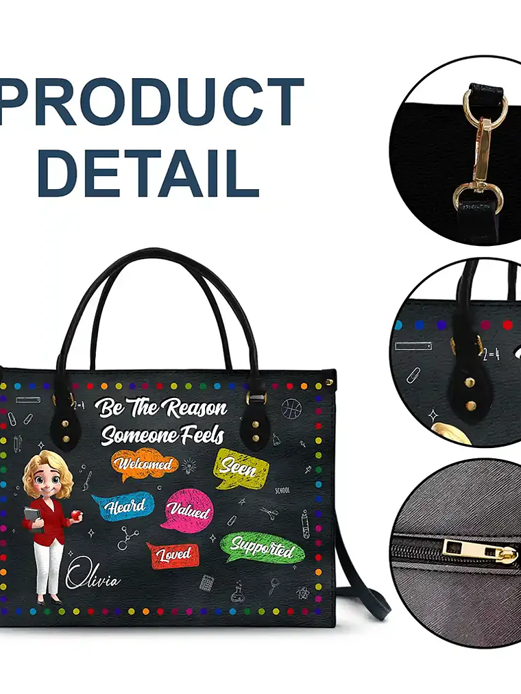Teacher Be The Reason Someone Feels Welcomed - Personalized Leather Bag 7