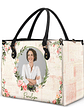 Custom Photo Floral Monogram - Gift For Her - Personalized Leather Bag - Vorschaubild 2