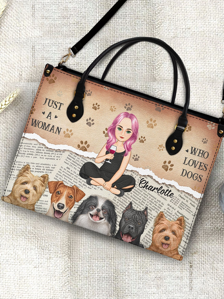Just A Girl Who Loves Dogs - Gift For Dog Moms, Dog Lovers - Personalized Leather Bag 4