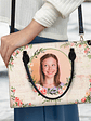 Custom Photo Floral Monogram - Gift For Her - Personalized Leather Bag - Vorschaubild 3