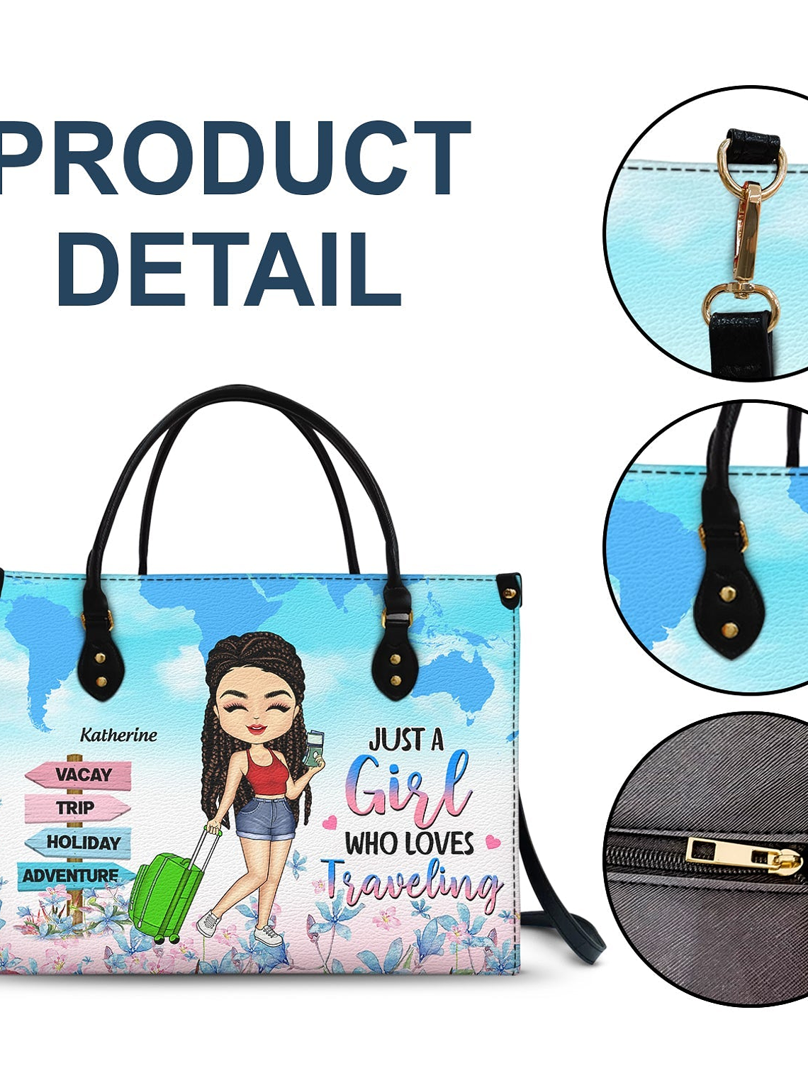 Just A Girl Who Loves Traveling - Gift For Travel Lovers - Personalized Leather Bag 6
