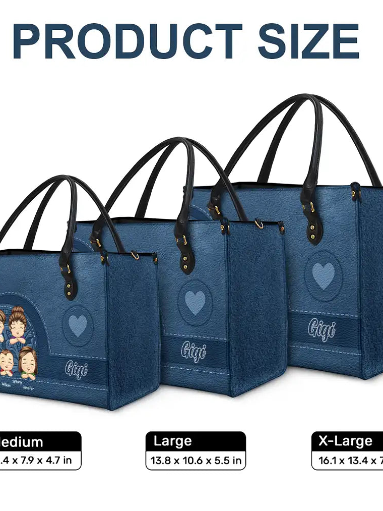 Grandma Mom Aesthetic Pattern - Personalized Leather Bag 6