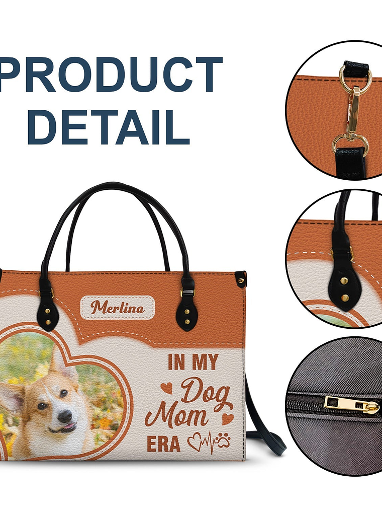 Custom Photo In My Dog Cat Mom Era - Gift For Dog Mom, Cat Mom - Personalized Leather Bag 7