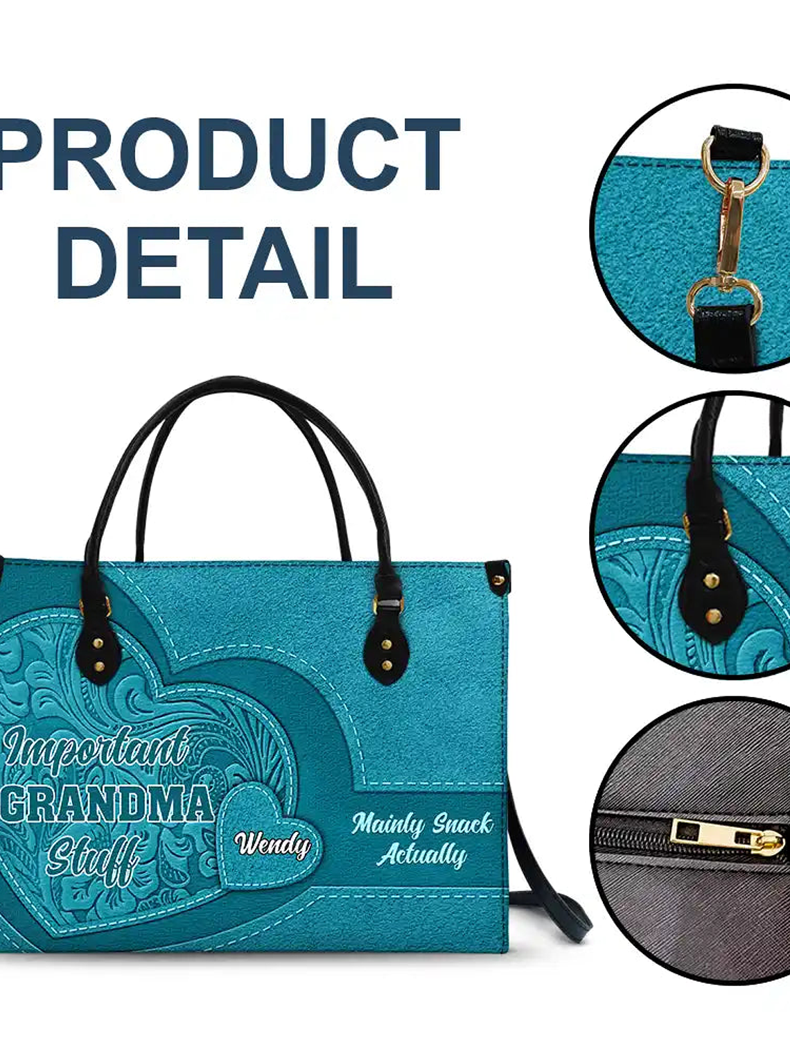 Important Nana Stuff - Personalized Leather Bag 7