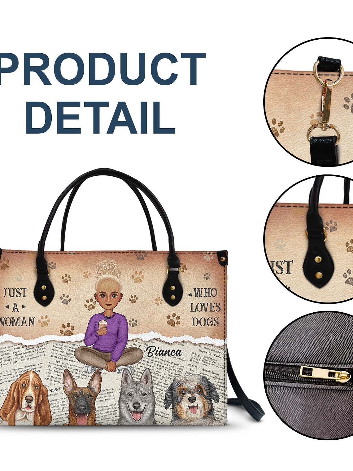 Just A Girl Who Loves Dogs - Gift For Dog Moms, Dog Lovers - Personalized Leather Bag 6
