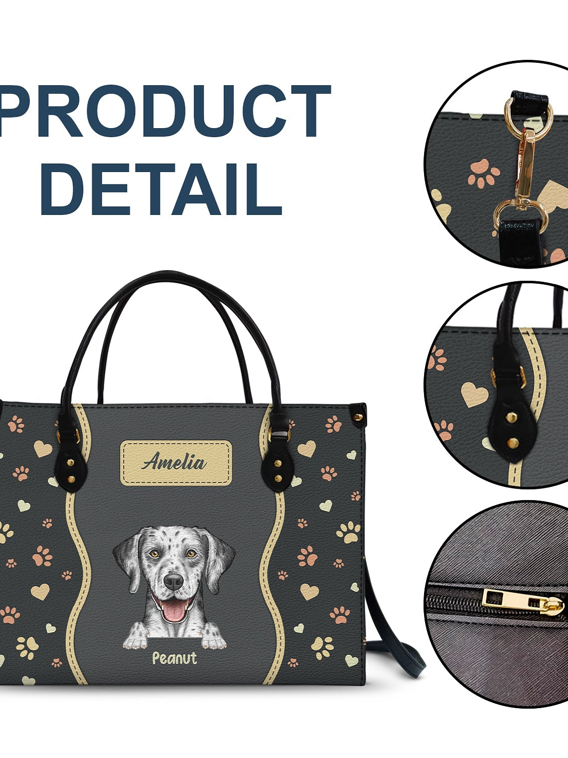 Fur Mom With Love - Gift For Pet Lovers, Pet Mom - Personalized Leather Bag 7
