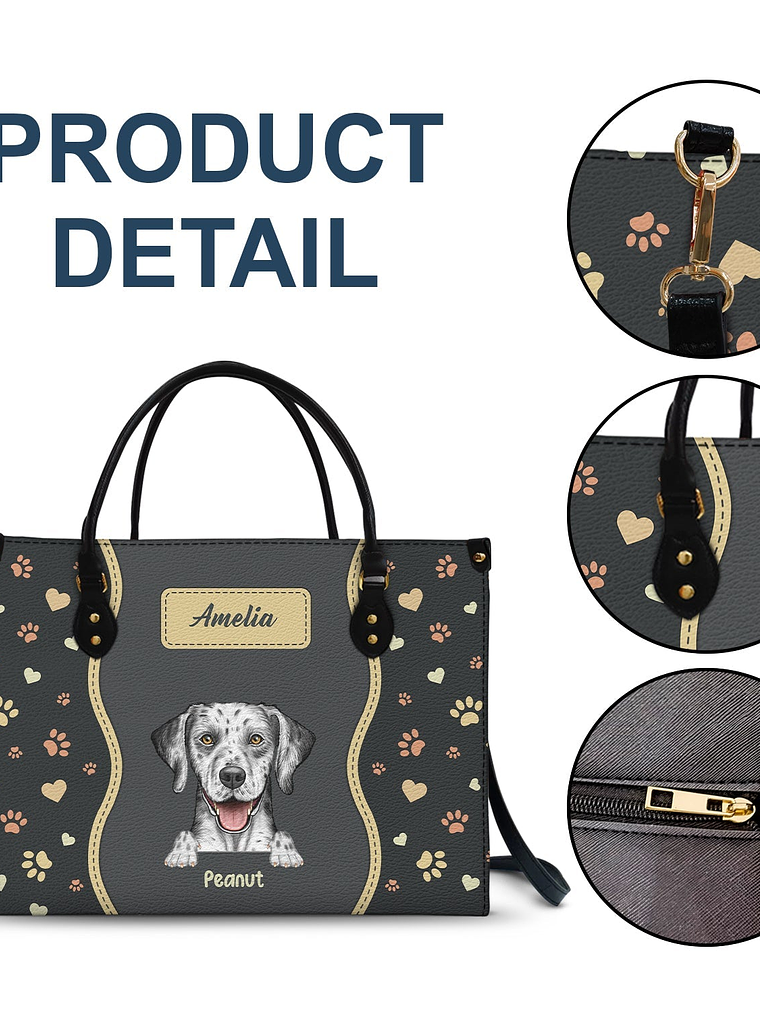 Fur Mom With Love - Gift For Pet Lovers, Pet Mom - Personalized Leather Bag 7