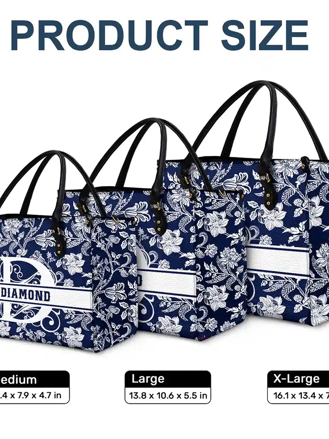 Monogram Style Floral Pattern - Personalized Leather Bag 6