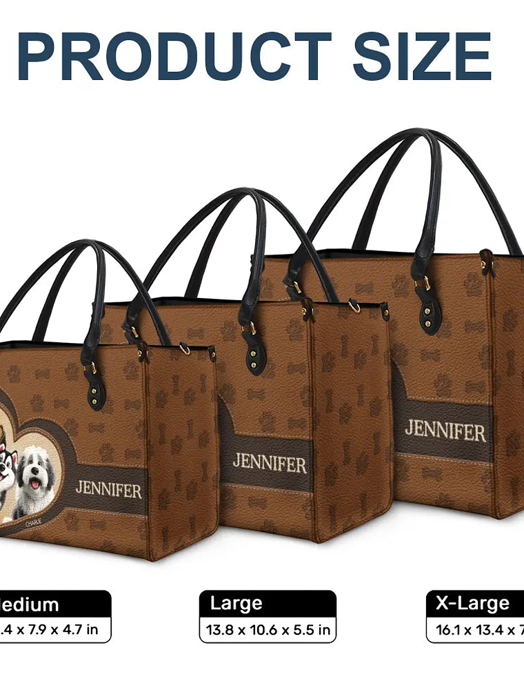 Dog Mom 3D Cute Effect Dog - Personalized Leather Bag 6