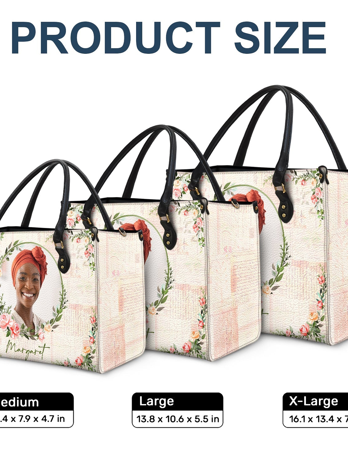 Custom Photo Floral Monogram - Gift For Her - Personalized Leather Bag 5