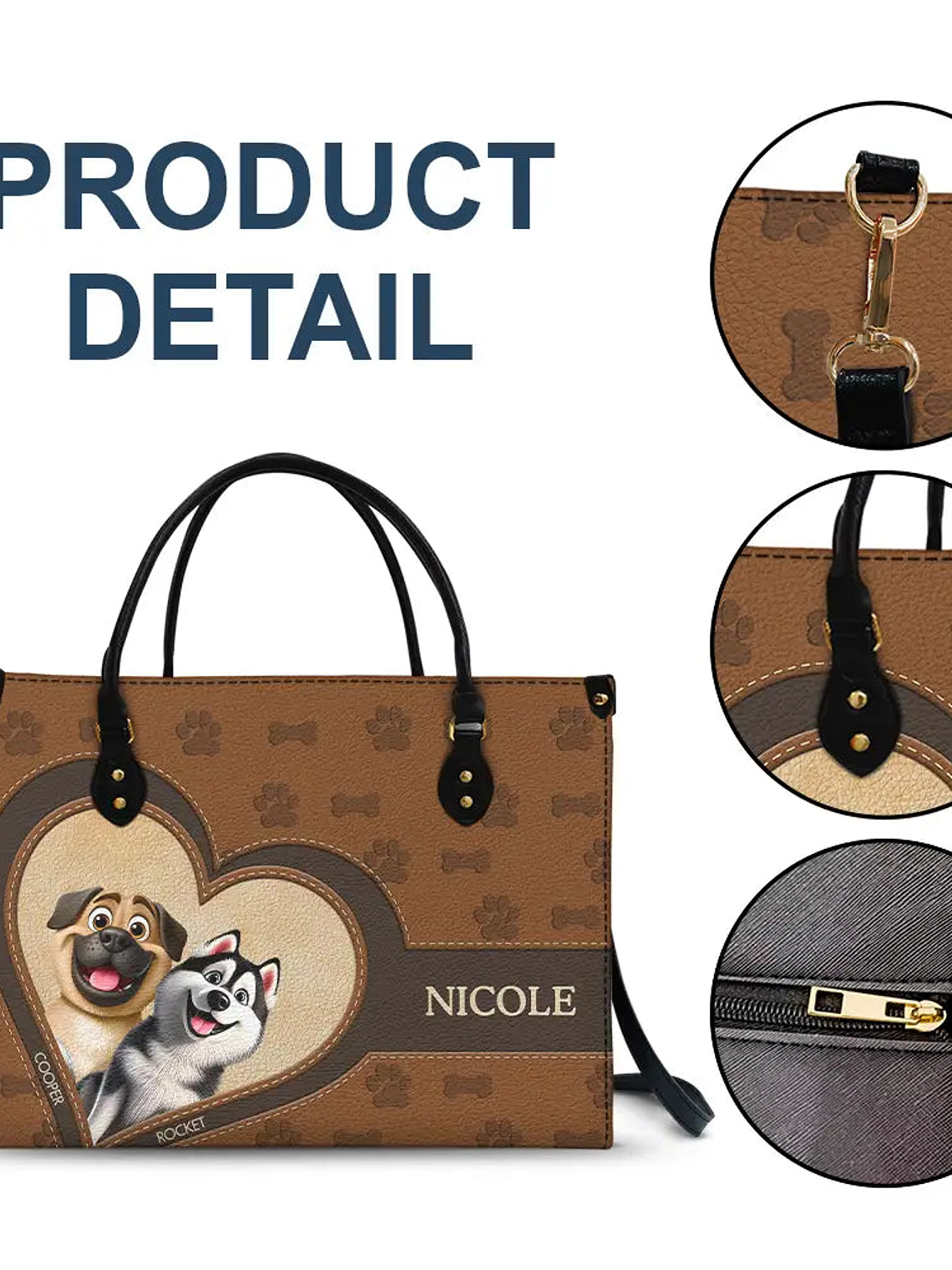 Dog Mom 3D Cute Effect Dog - Personalized Leather Bag 7