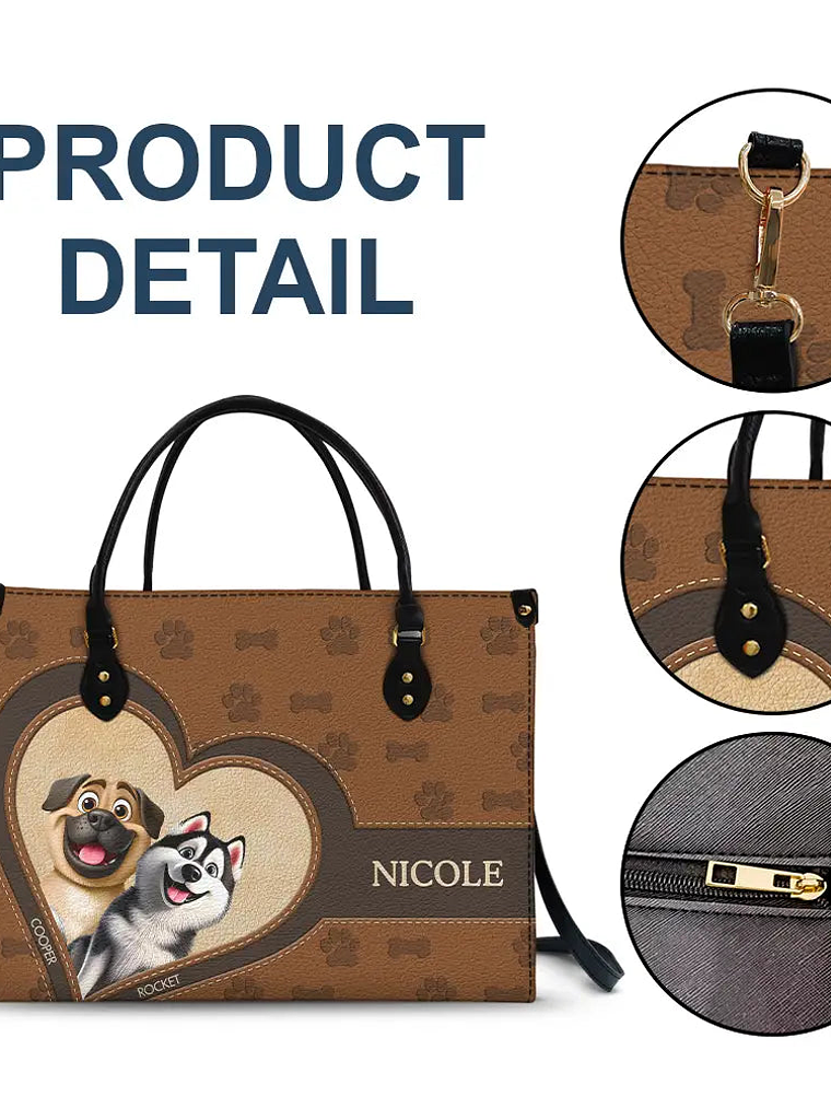 Dog Mom 3D Cute Effect Dog - Personalized Leather Bag 7
