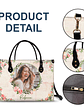 Custom Photo Floral Monogram - Gift For Her - Personalized Leather Bag - Vorschaubild 6