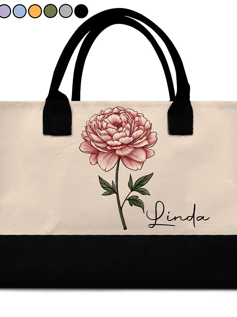 Birth Month Flowers Bloom Where You're Planted - Personalized Canvas Tote Bag 1