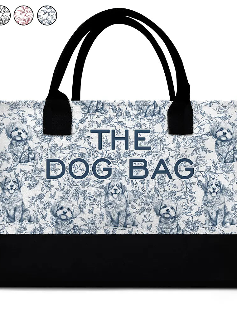 The Dog Bag Chinoiserie Toile - Personalized Canvas Tote Bag 1