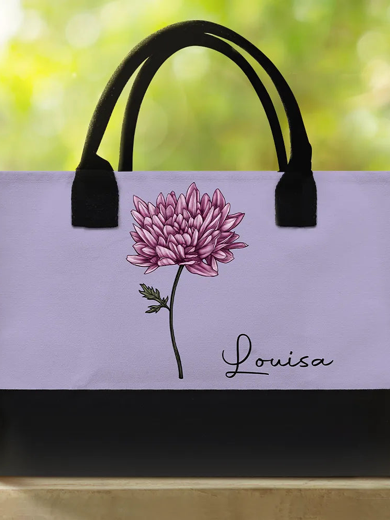 Birth Month Flowers Bloom Where You're Planted - Personalized Canvas Tote Bag 2