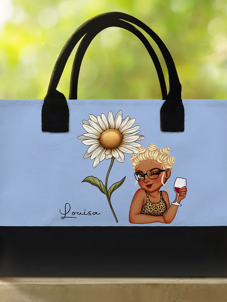 Birth Month Flowers Bloom Where You're Planted Women - Personalized Canvas Tote Bag 2
