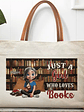 Reading Just A Girl Who Loves Books - Personalized Leather Handle Tote Bag - Vorschaubild 1