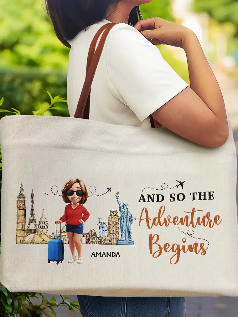Travel Is My Therapy - Personalized Leather Handle Tote Bag 2