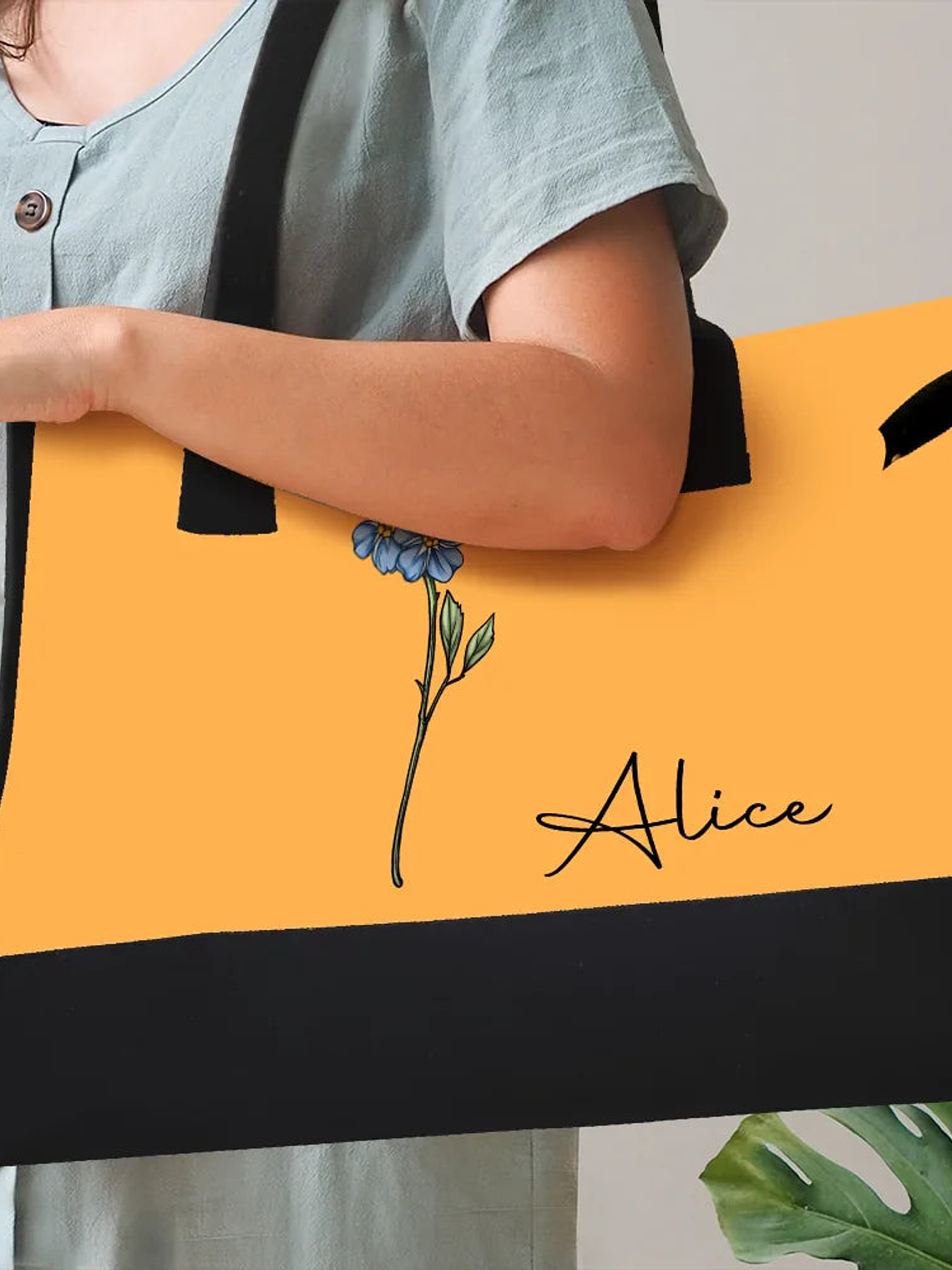 Birth Month Flowers Bloom Where You're Planted - Personalized Canvas Tote Bag 3